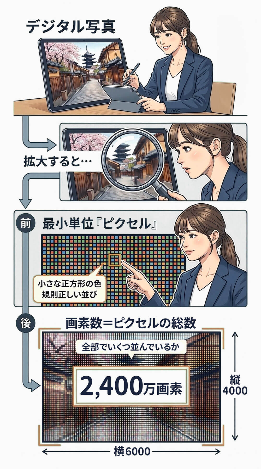 画素数とは写真を構成するピクセルの総数