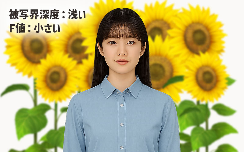 被写界深度が浅くて、F値が小さい